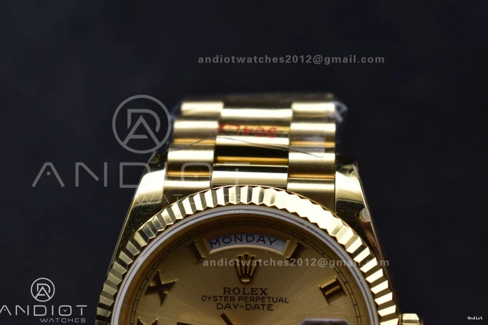 Dial President Gold (Gain Edition Steel vr3255 Bracelet with DayDate QF Mark 36 on Weight) V5 YG Roman Best 904L 0309